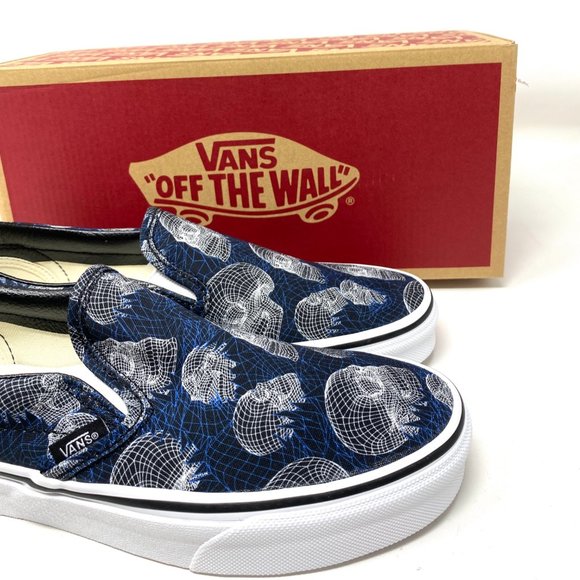 💖MEGA SALE💖VANS Men VN0A33TB9IB Classic Slip On Wireframe Skull Black - Picture 7 of 10